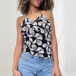 Sourced in Italy - Vintage 00s euro florals charm halter top (XS/S)